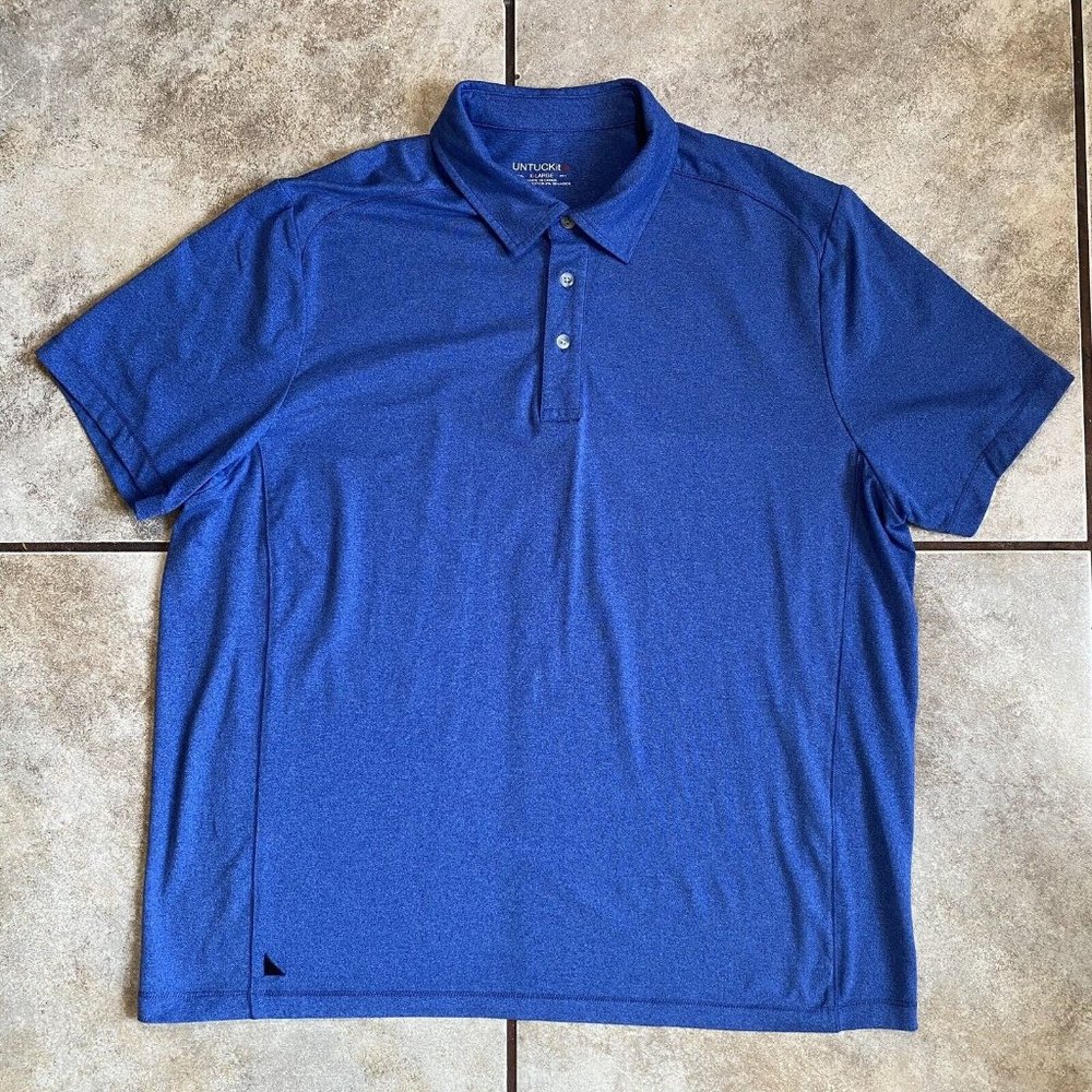 Untuckit Men’s Shirt Size XL Polo Short Sleeve Blue Stretch Soft